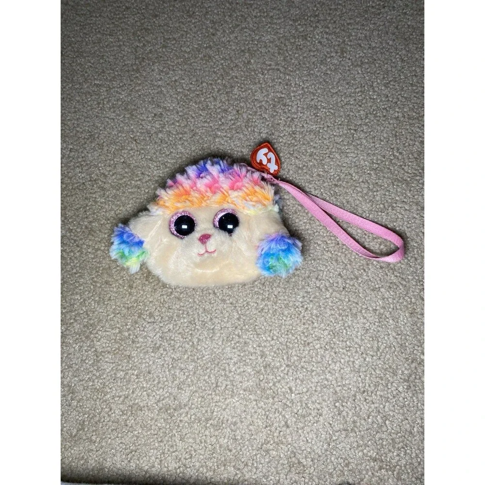 Ty Beanie Boos Rainbow Poodle Wristlet Coin Purse Plush Bag